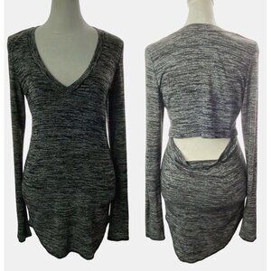 WILFRED FREE Women V Neck Luma Top Size M Black Long Sleeve Pullover Cutout Back